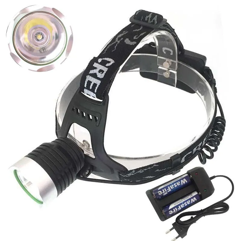 XM-L T6 LED Frontal Led Headlight Headlamp Torch Linternas Flashlight Head Lamp Forehead Hunting Light   18650 Battery   Charger