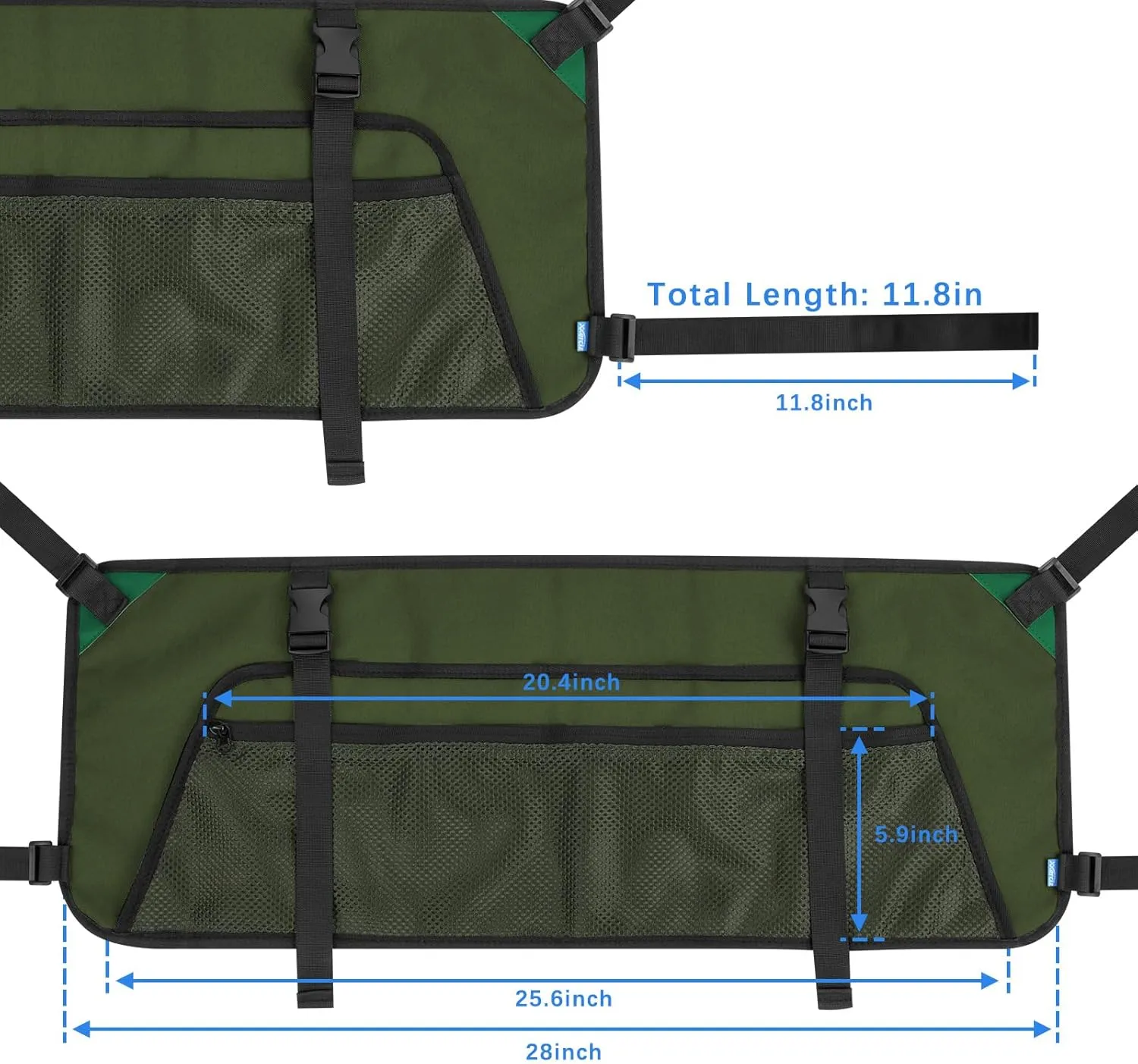 Xxerciz Collapsible Wagon Side Pocket for Umbrella, 900D Oxford Storage Bag with Mesh Pouch for Folding Wagon, Garden Cart Accessories Bag for Camping Garden Sports (Green)