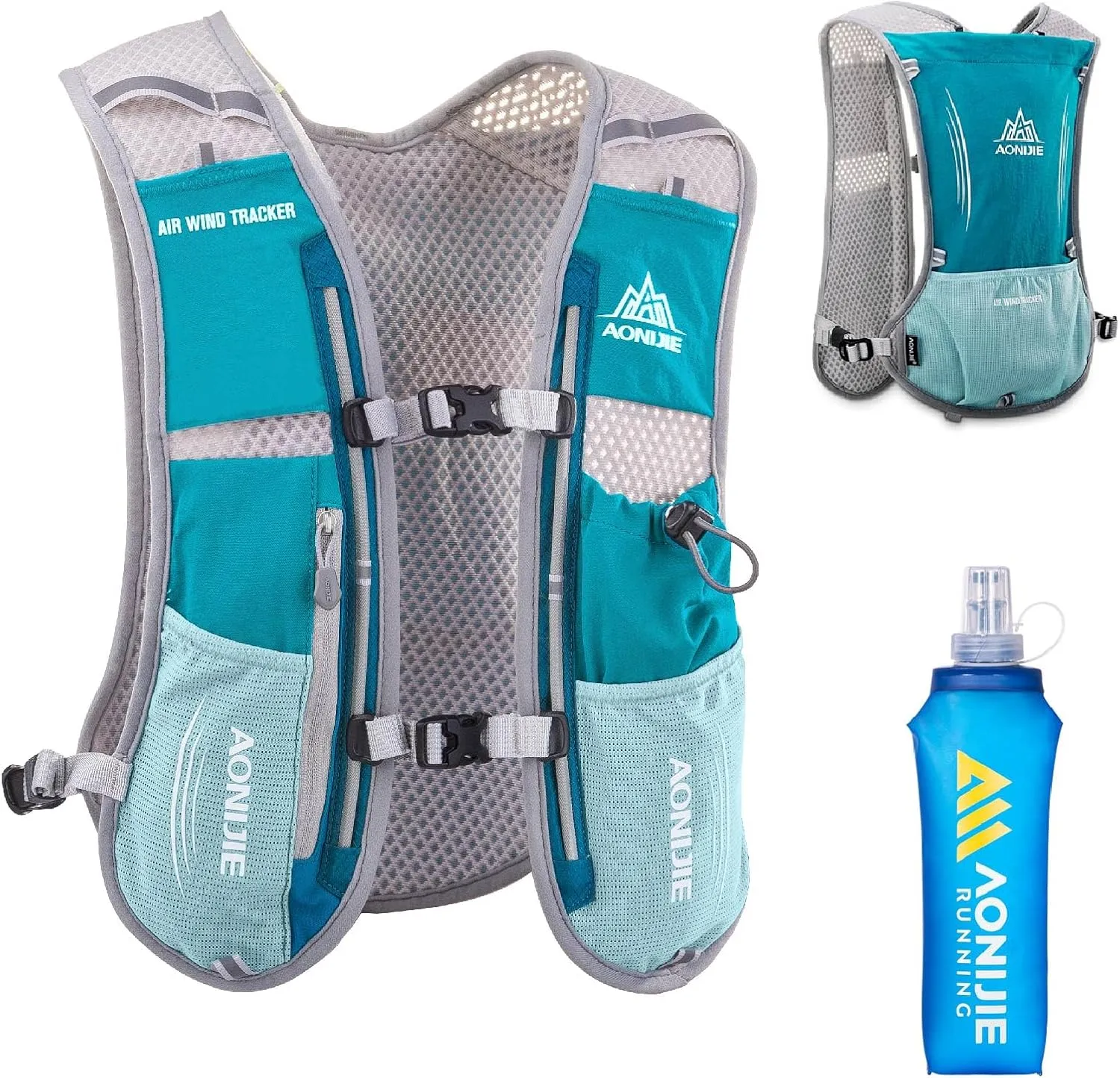 YAPJEB Running Hydration Vest, Hiking Backpack Lightweight, Reflective Bag Accessories for Trail Marathon Jogging Cycling for Women Men with 500 ml Water Bottle