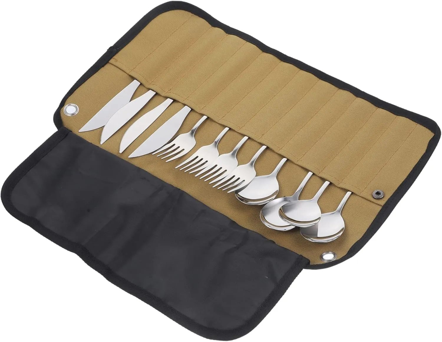 YARNOW 4-in-1 Camping Silverware Fork Knife Spoon Set Portable Picnic Utensils for Outdoor Compact Folding Cutlery Kit