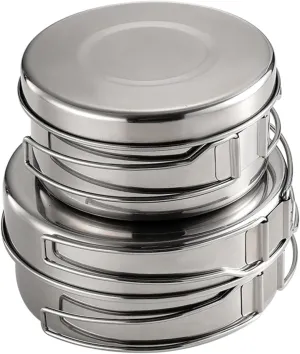 YARNOW -in-one Camping Pot Pan Set Stainless Steel Cookware Kit for Hiking Outdoor Cooking