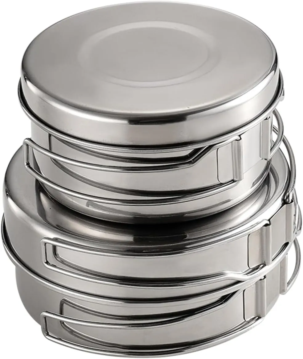 YARNOW -in-one Camping Pot Pan Set Stainless Steel Cookware Kit for Hiking Outdoor Cooking