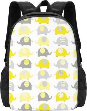Yellow And Grey Cute Elephant Lightweight Packable Backpack Travel Casual Hiking Daypack Foldable Backpack For Men Women