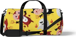 Yellow Kawaii Cute Cartoon Halloween Ghost Sports Bag Tote Bag Waterproof Gym Bag with Shoulder Strap Zipper 2 Side Pockets for Men and Women, Travel and Storage Shoulder Bag.