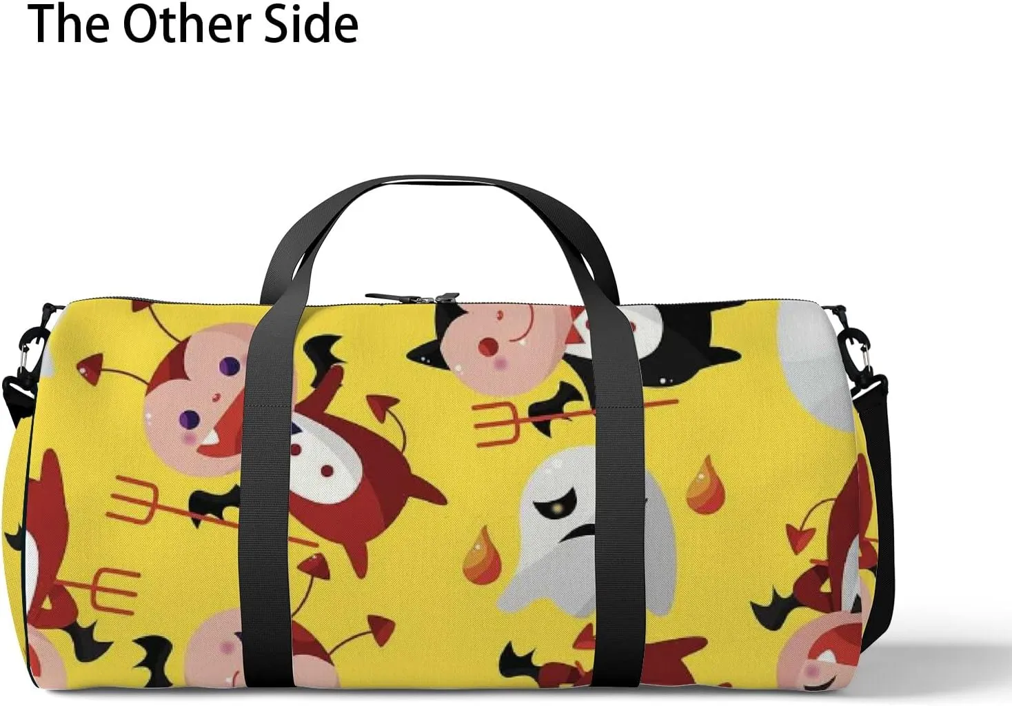 Yellow Kawaii Cute Cartoon Halloween Ghost Sports Bag Tote Bag Waterproof Gym Bag with Shoulder Strap Zipper 2 Side Pockets for Men and Women, Travel and Storage Shoulder Bag.