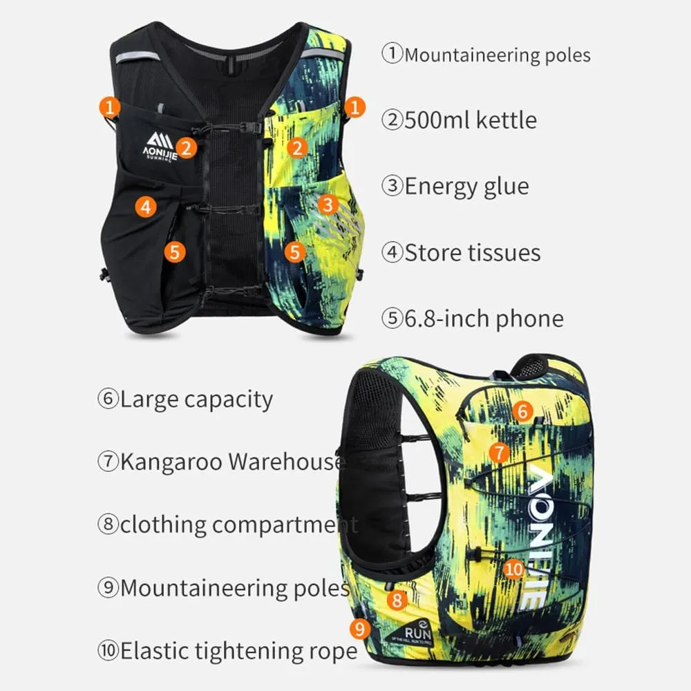 YOUGLE Running Hydration Vest, Lightweight 10L Men Hydration Backpack for Trail Running Marathon Race
