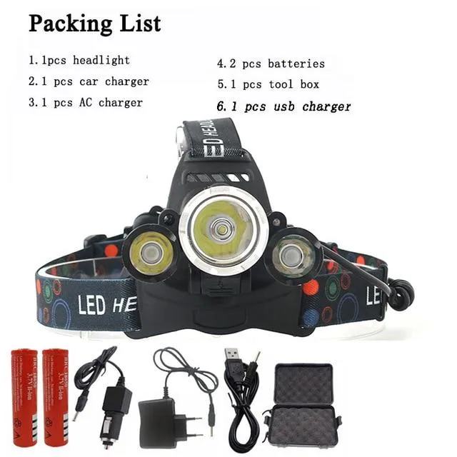 Z20 IR Sensor rechargeable led headlamp head flashlight torch  xml 3T6 head lamp waterproof light headlight 18650 battery