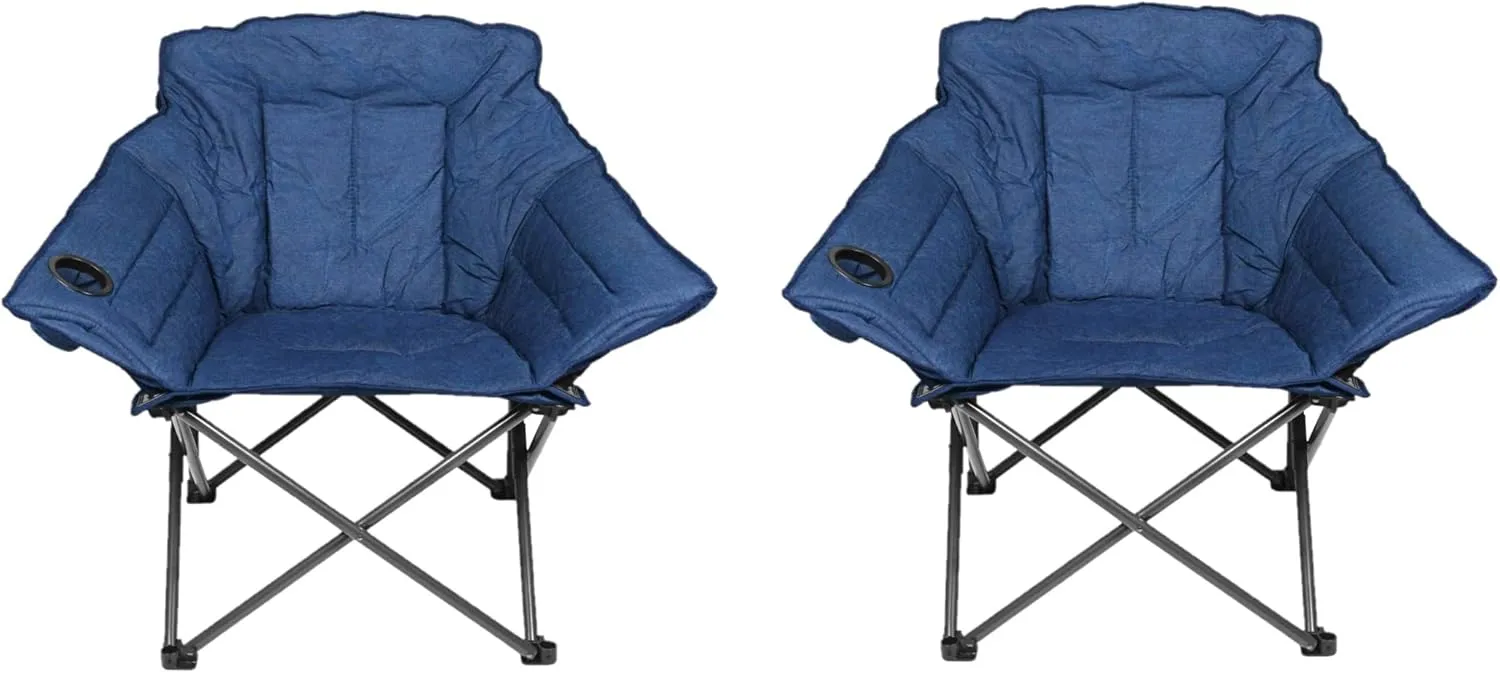 Zenithen Limited Foldable Portable Guidesman Padded Folding Chair, Perfect for Camping, Outdoor Sporting Events, Patio Furniture and Campires, Navy Blue (Pack of 2)