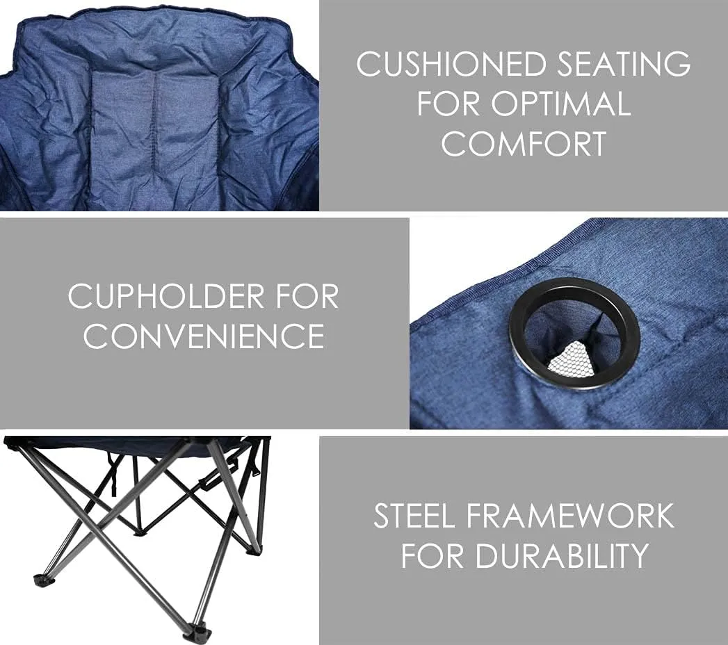 Zenithen Limited Foldable Portable Guidesman Padded Folding Chair, Perfect for Camping, Outdoor Sporting Events, Patio Furniture and Campires, Navy Blue (Pack of 2)