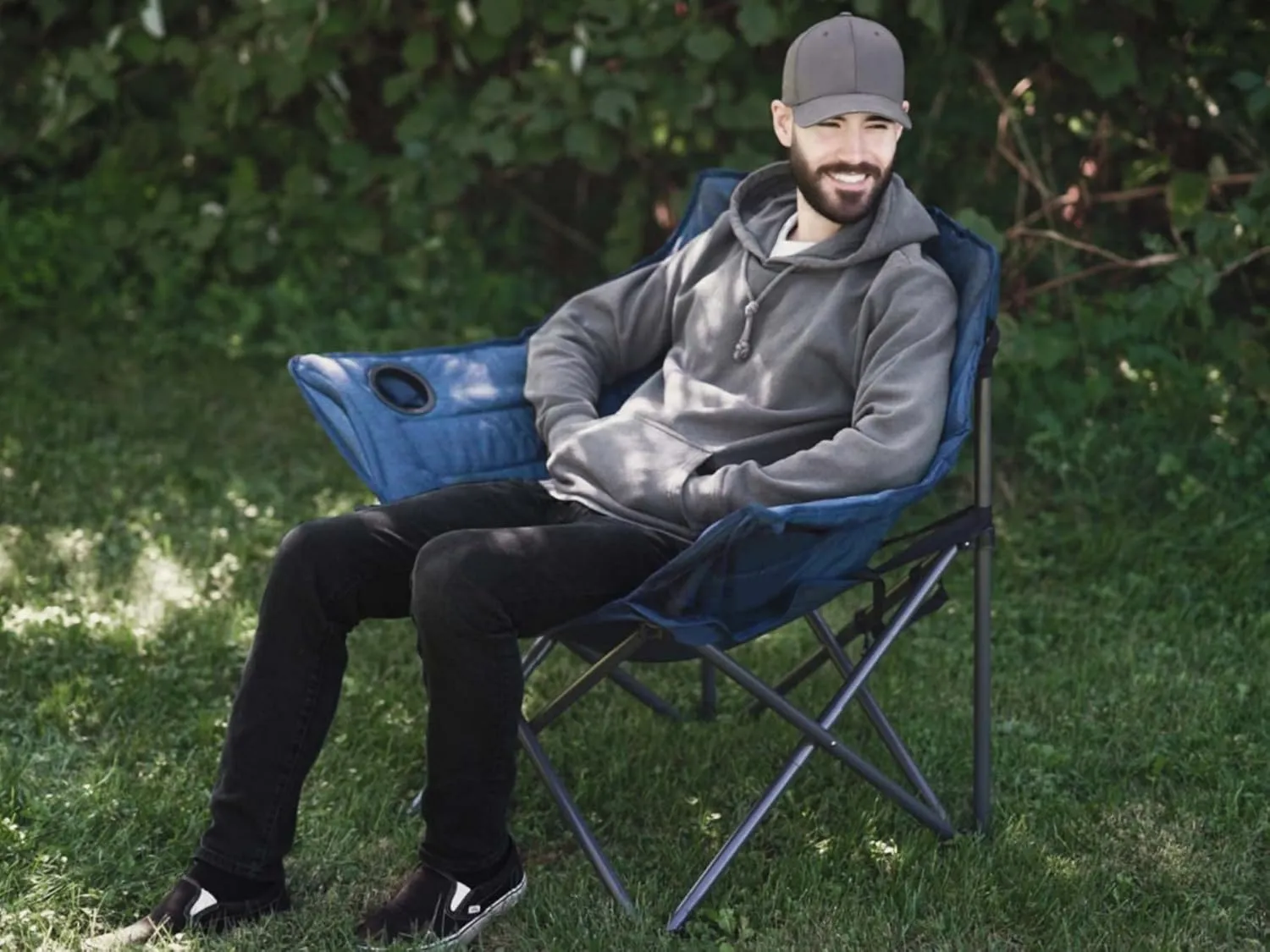 Zenithen Limited Foldable Portable Guidesman Padded Folding Chair, Perfect for Camping, Outdoor Sporting Events, Patio Furniture and Campires, Navy Blue (Pack of 2)