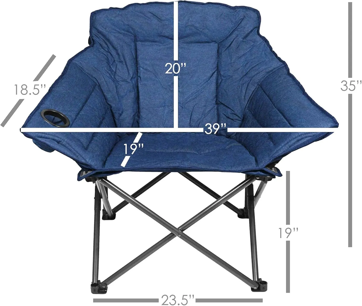 Zenithen Limited Foldable Portable Guidesman Padded Folding Chair, Perfect for Camping, Outdoor Sporting Events, Patio Furniture and Campires, Navy Blue (Pack of 2)