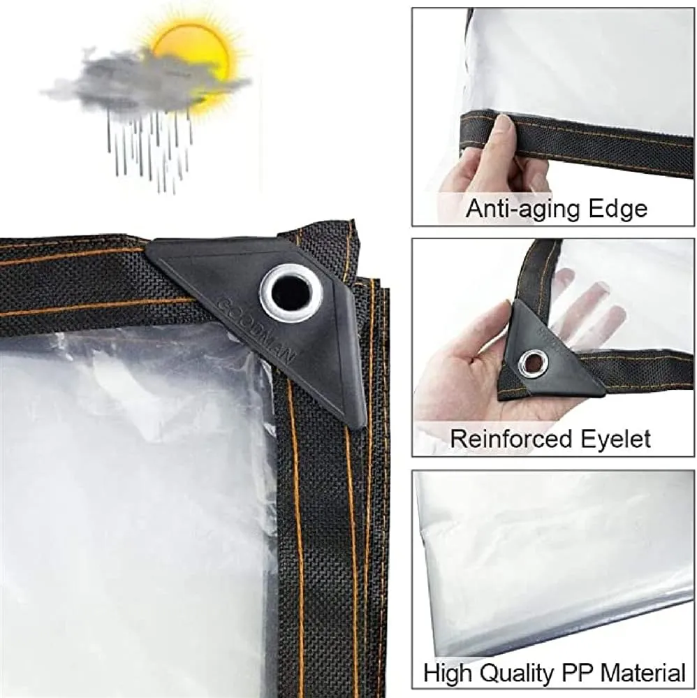 ZHANGQINGXIU Transparent Tarps Tarpaulin with Eyelets Waterproof Heavy Duty Weatherproof Winter Antifreeze Thicken PVC Soft Film Ripstop, 41 Sizes (Color : Clear, Size : 1.4x1.8m)