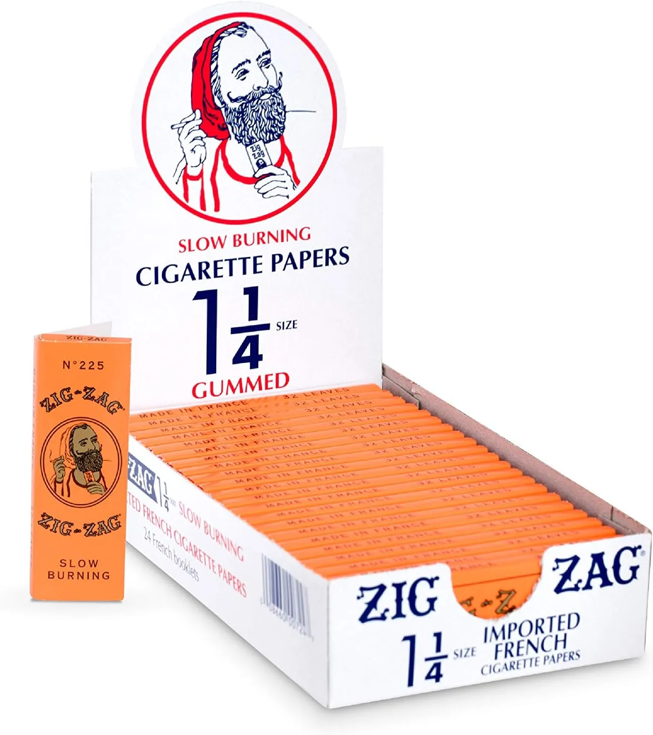 Zig-Zag Rolling Papers - 1 1/4 French Orange Rolling Papers - Natural Gum Arabic - 78 MM - 24 Booklets with 32 Papers per Booklet