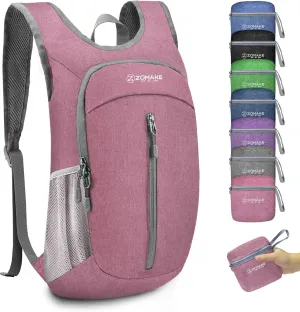 ZOMAKE 10L Ultra Lightweight Packable Backpack, Small Daypack Light Foldable Backpacks Water Resistant Day Bag for Hiking(Pink)