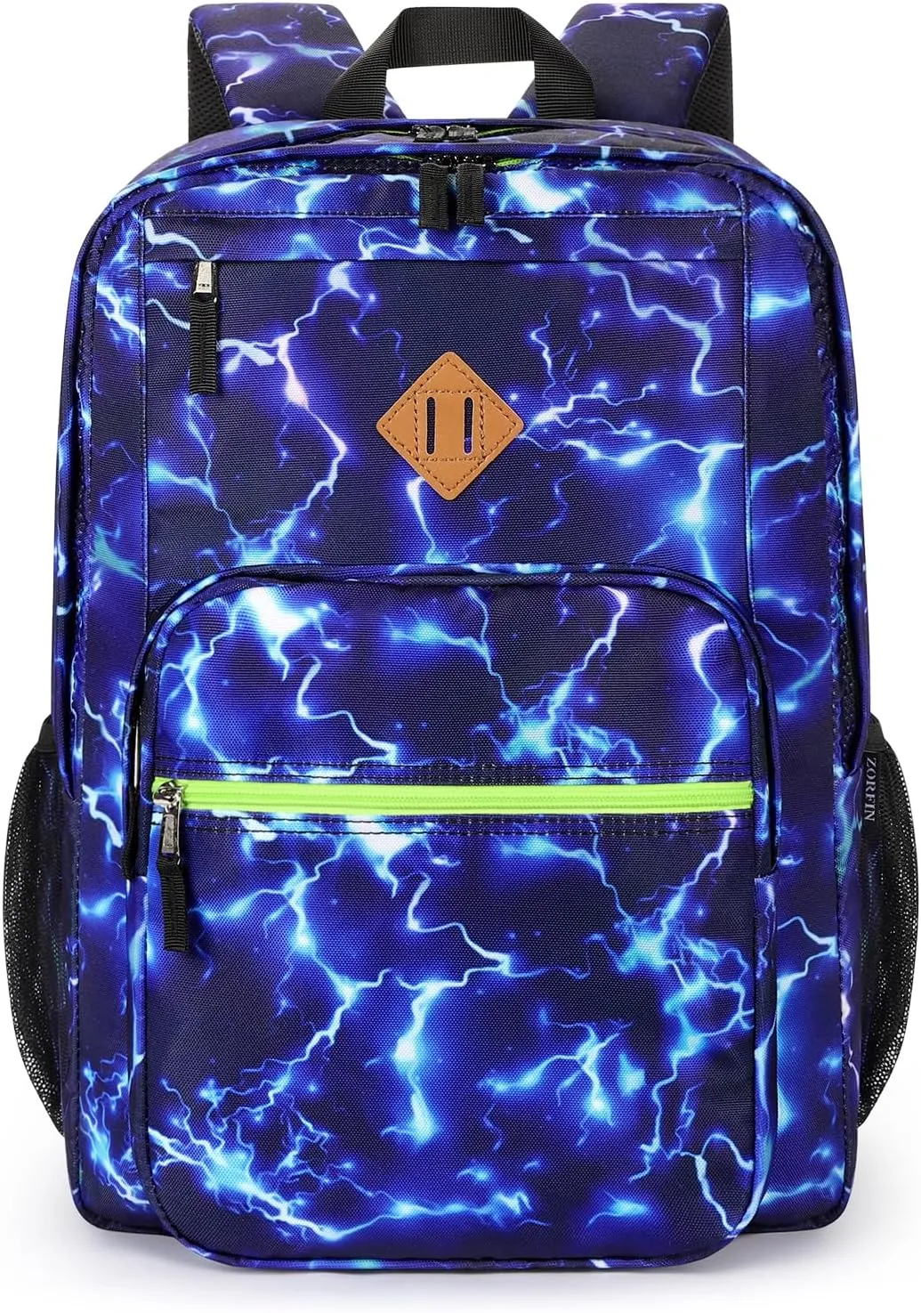 ZORFIN 26L Backpack for School, College, and Travel: Water Resistant Bookbag with 8 Compartments - Blue Lightning