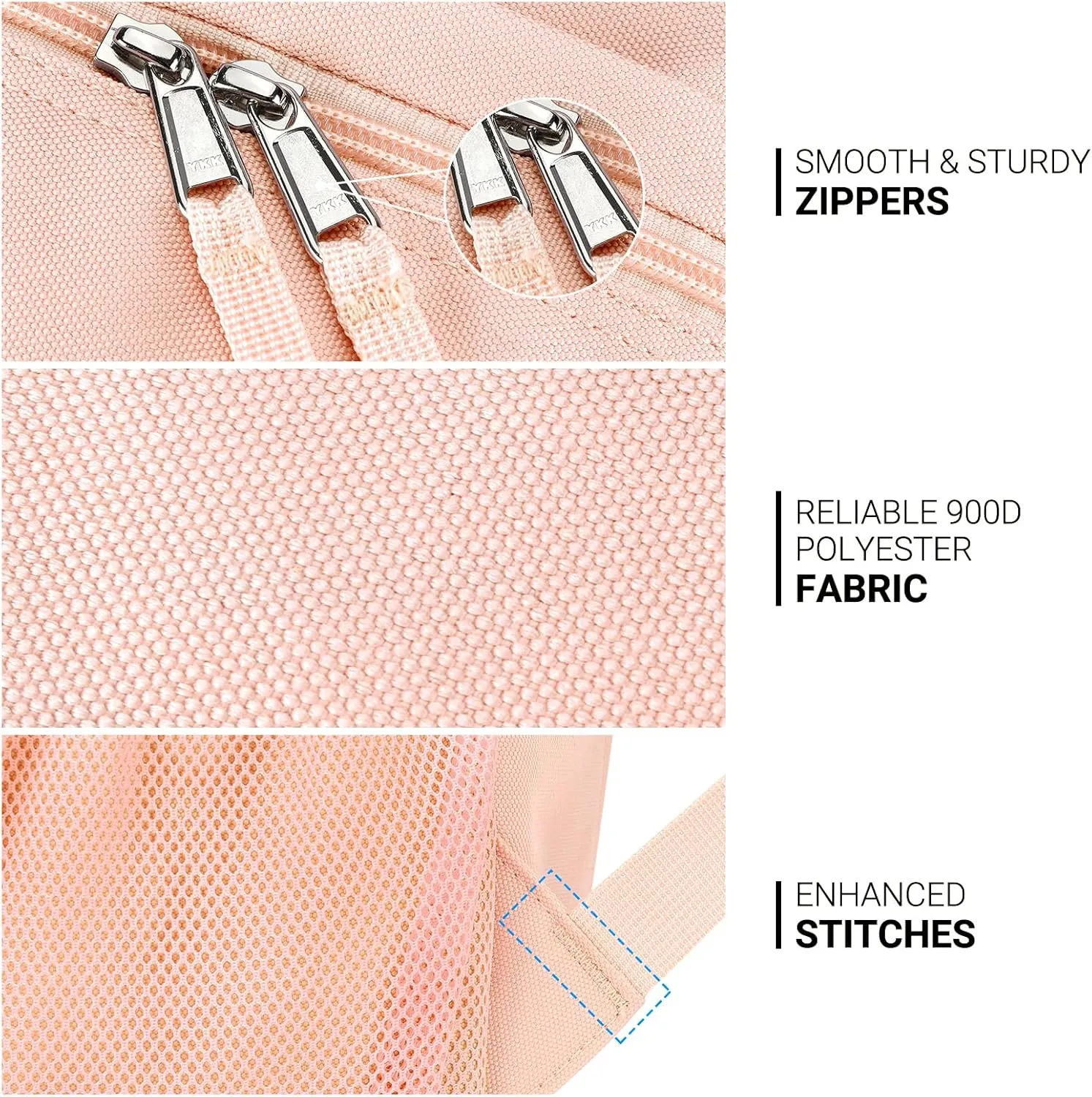 ZORFIN 26L Backpack for School, College, and Travel: Water Resistant Bookbag with 8 Compartments - Misty Rose