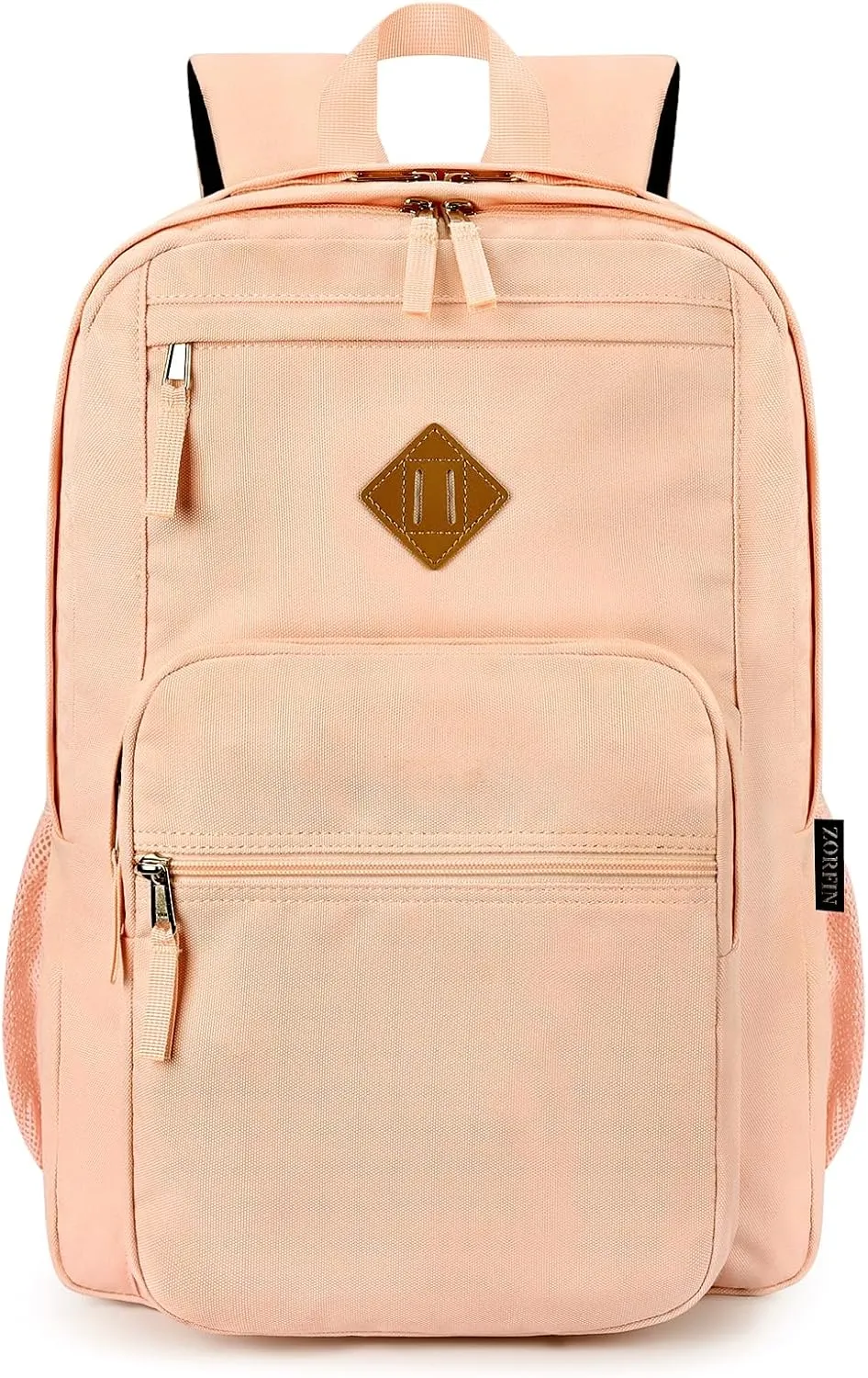 ZORFIN 26L Backpack for School, College, and Travel: Water Resistant Bookbag with 8 Compartments - Misty Rose
