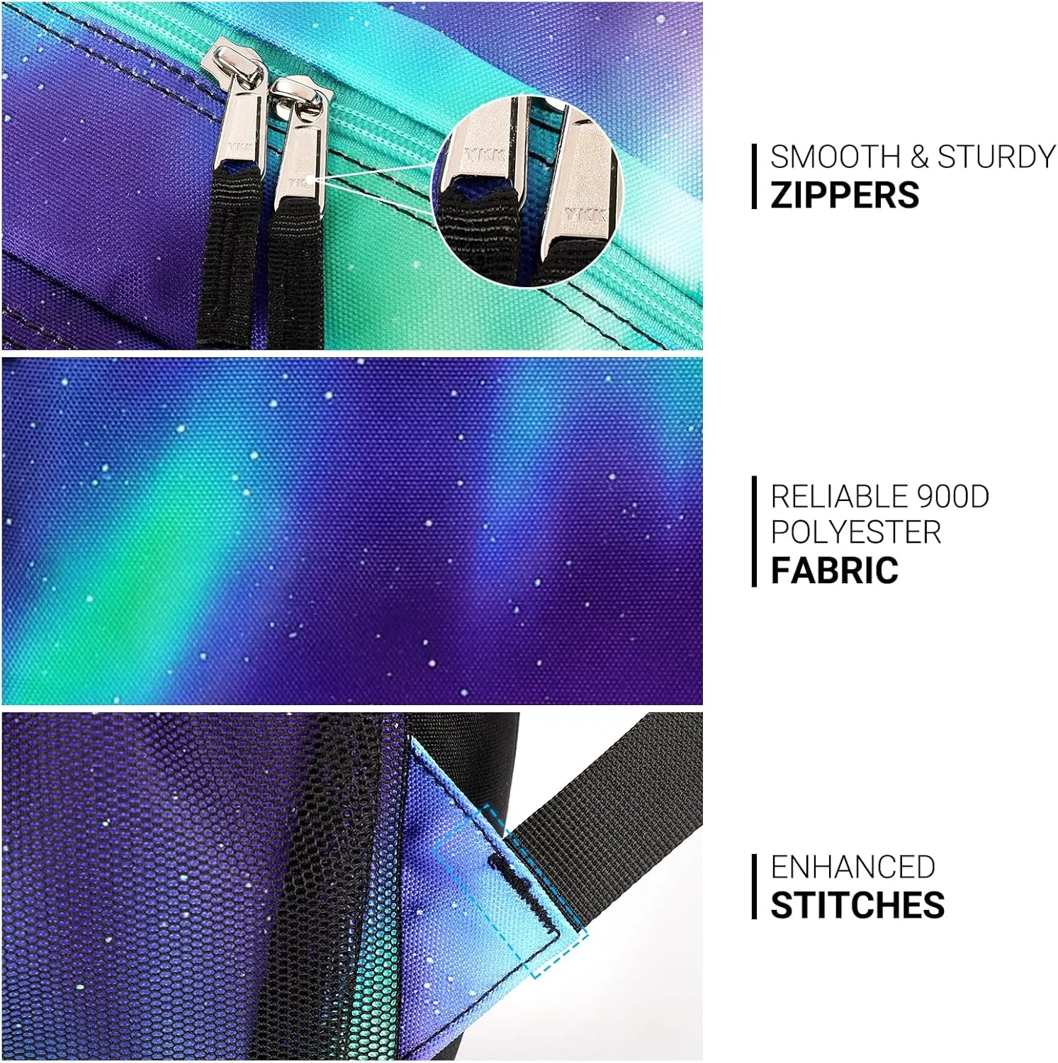 ZORFIN 26L Backpack for School, College, and Travel: Water Resistant Bookbag with 8 Compartments - Night Aurora SkyBlue
