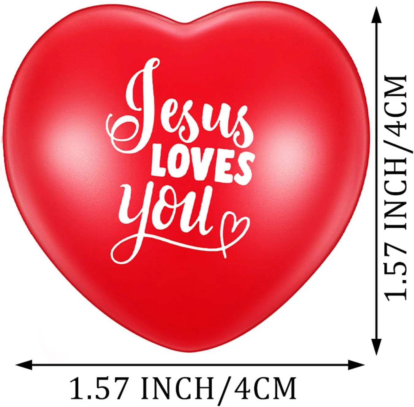 Zubebe 48 Pcs Jesus Loves You Heart Stress Balls Bulk 1.57 Inch Heart Stress Toy First Communion Baptism Heart Squeeze Ball Stress Relieve Toys Fidget Balls for Religious Party Gifts