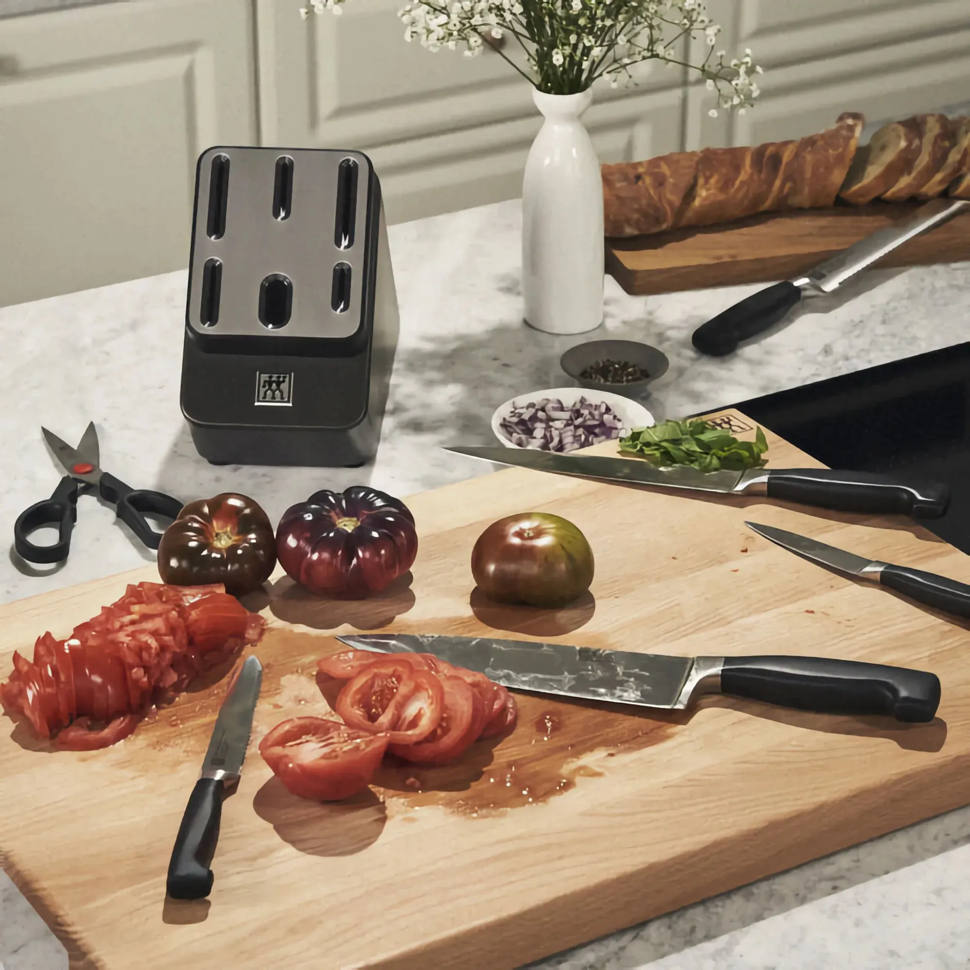 ZWILLING 7-Piece Knife Block Set with Sharpening Function – Stylish Anthracite Design, Made in Germany